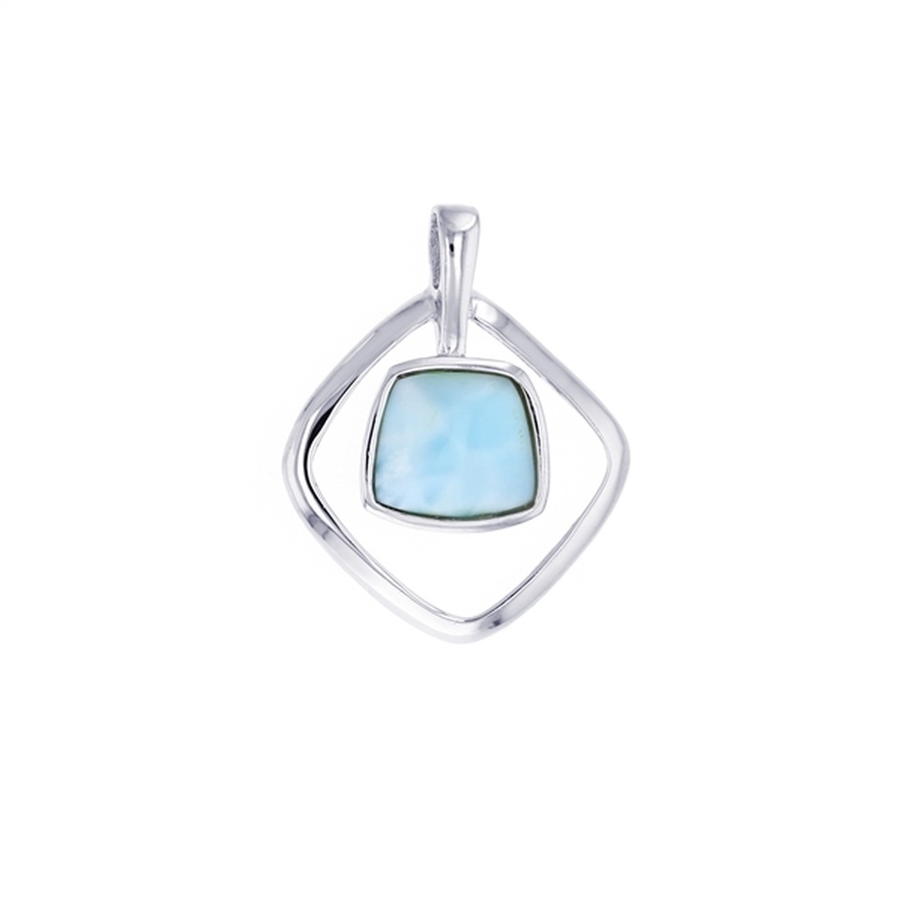 925 Sterling Silver Larimar Square Frame Pendant 4.5 gm